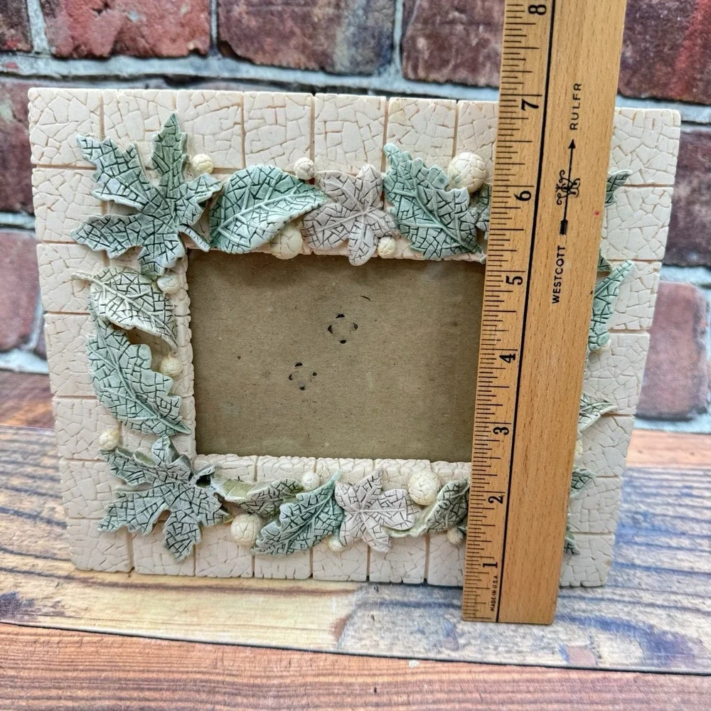 3D Nature Resin Picture Frame Maple Leaf Faux Stone Rustic 3.5x5 Photo Y2K 1990s